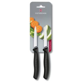   VICTORINOX Swiss Classic 2db-os zöldségkés készlet, egyenes, hegyes, fekete, 8 cm