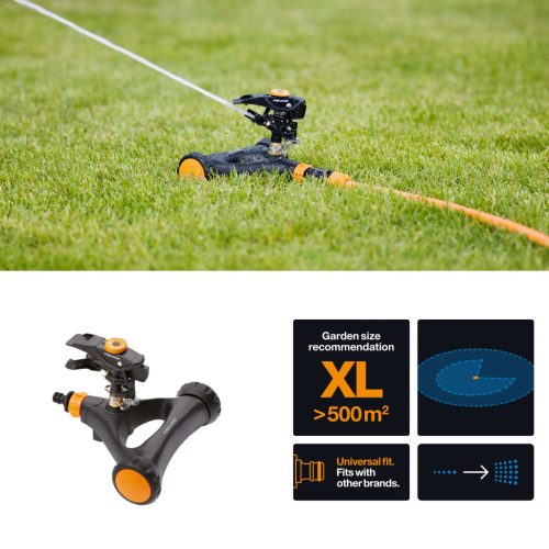 Fiskars Impulzusos esőztető, fémből, kerekekkel (1023656)