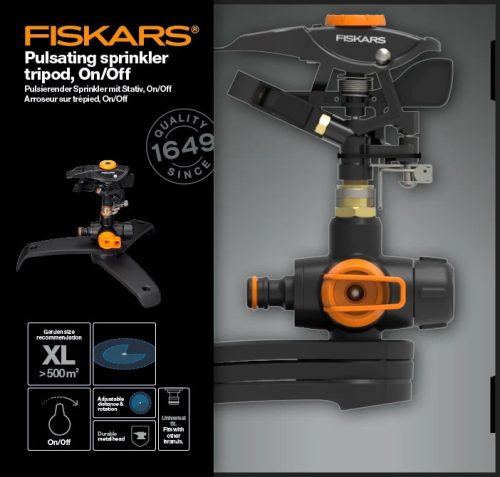 Fiskars Pulzáló esőztető, tripod talp, Be/Ki (1027050)