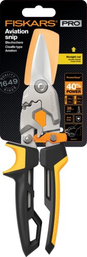 Fiskars PowerGear™ Aviation lemezvágó olló, egyenes (1027207)