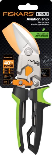 Fiskars PowerGear™ Aviation lemezvágó olló offset, jobb (1027210)