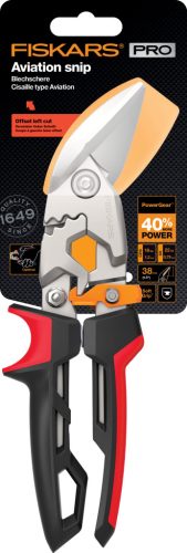 Fiskars PowerGear™ Aviation lemezvágó olló offset, bal (1027211)