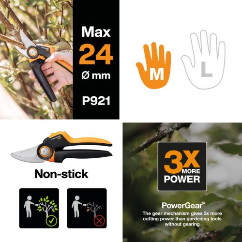 Fiskars X-series™ M forgónyelű metszőolló, mellévágó P921  - 25 év garanciával