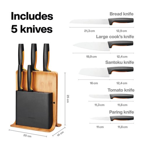 Fiskars Functional Form Késblokk bambusz 5 késes