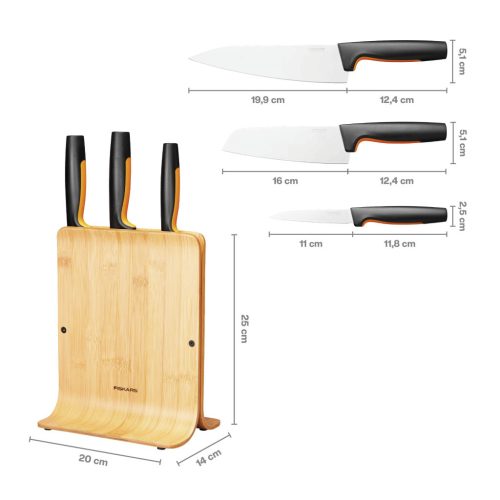 Fiskars Functional Form Késblokk bambusz 3 késes