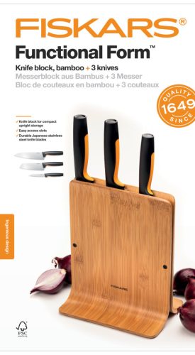 Fiskars Functional Form Késblokk bambusz 3 késes