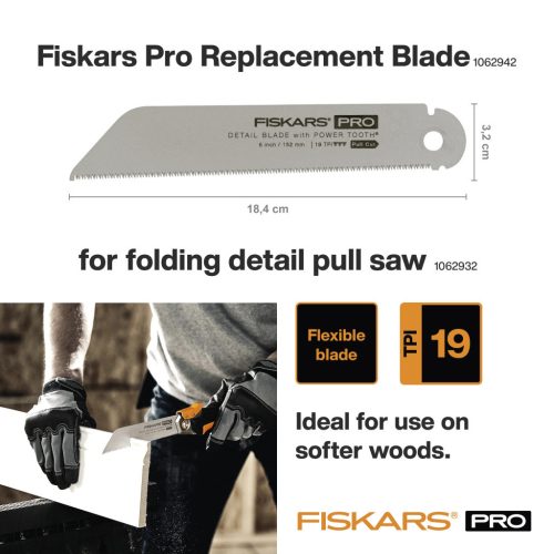 Fiskars PowerTooth™ összecsukható fűrész, 150mm 19tpi (1062932)
