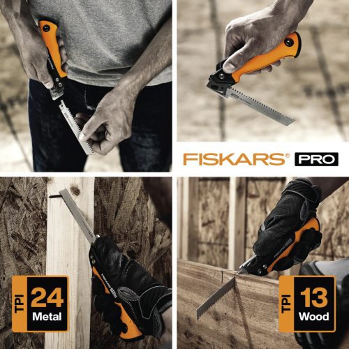 Fiskars Powertooth™ Compact összecsukható fűrész, 2 pengével (1062934)