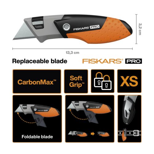 Fiskars CarbonMax™ kompakt összecsukható tapétavágó kés (1062939)