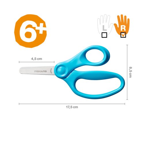 Fiskars Tompa hegyű gyerekolló, 13 cm - türkiz (1064072)