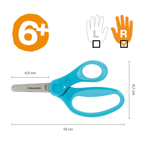 Fiskars Csillámos gyerekolló, 13 cm - kék (1064073)