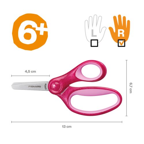 Fiskars Csillámos gyerekolló, 13 cm - rózsaszín (1064074)