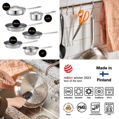 Fiskars All Steel pároló serpenyő, 26 cm