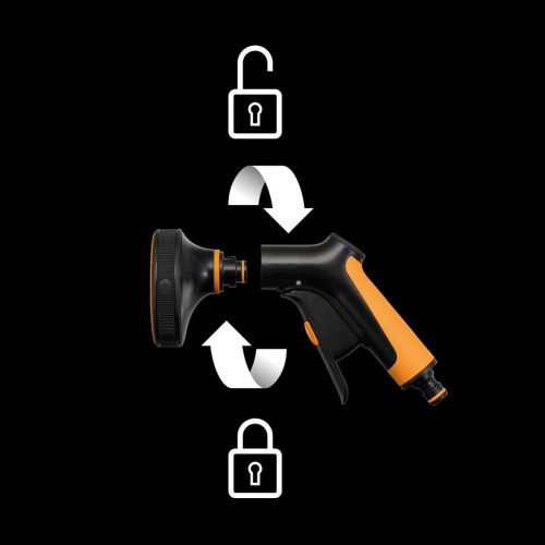 Fiskars Comfort locsolópisztoly, multi, markolatvezérlésű