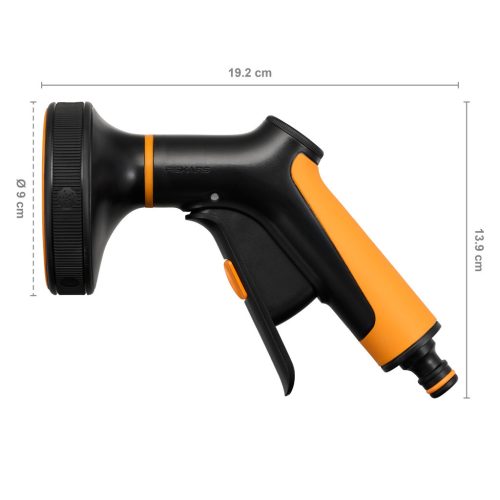 Fiskars Comfort locsolópisztoly, multi, markolatvezérlésű