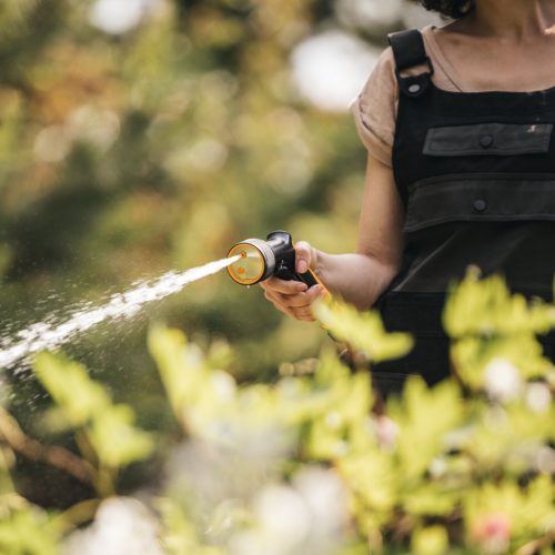 Fiskars Comfort locsolópisztoly, 3-funkciós, markolatvezérlésű