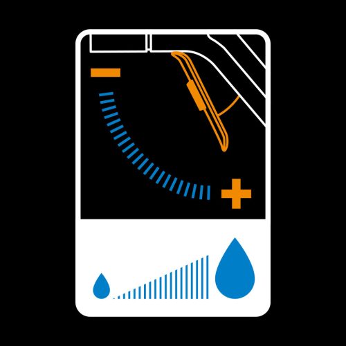 Fiskars Comfort locsolópisztoly, 3-funkciós, markolatvezérlésű