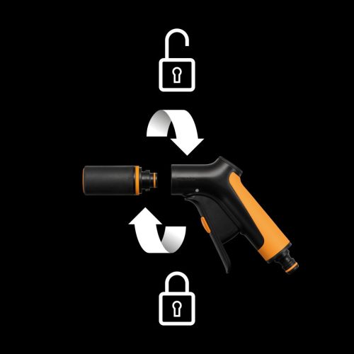 Fiskars Comfort locsolópisztoly, állítható, markolatvezérlésű