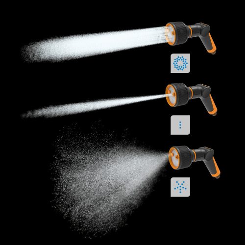 Fiskars Comfort locsolópisztoly, 3-funkciós, hüvelykujj vezérlés