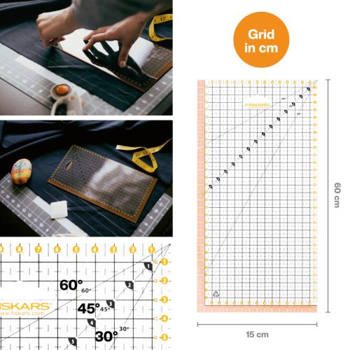 Fiskars Patchwork vonalzó 16 x 31 cm