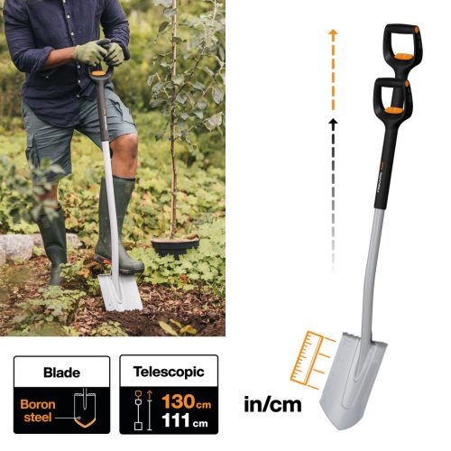 Fiskars Xact™ teleszkópos hegyes ásó - 25 év garanciával