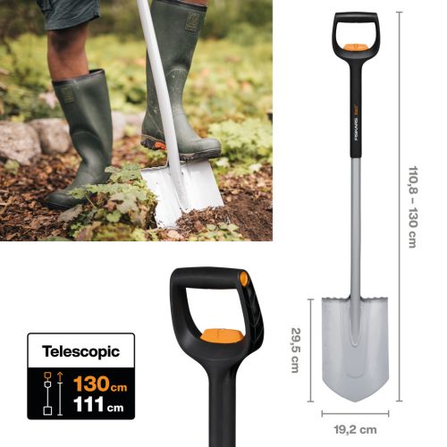 Fiskars Xact™ teleszkópos hegyes ásó - 25 év garanciával