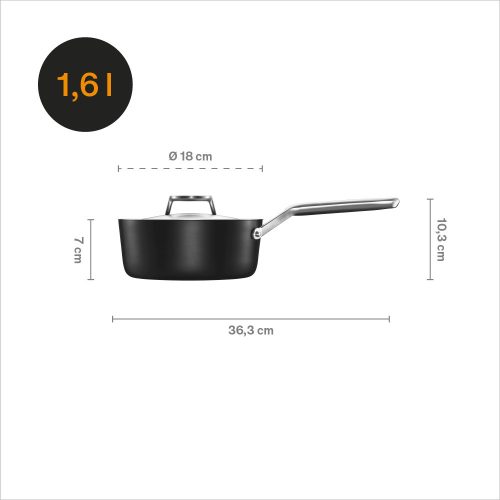 Fiskars Taiten nyeles lábas 1,6 L /fedővel - 25 év garanciával