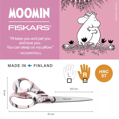 Fiskars Moomin általános olló, Love, 21 cm 