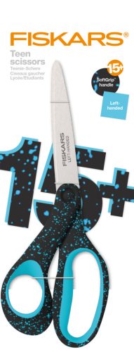 Fiskars Tinédzser olló, 20 cm, balkezes - foltos pávakék