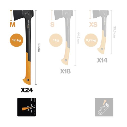 Fiskars X24 ácsfejsze M - 25 év garanciával