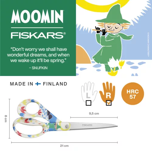 Fiskars Moomin általános olló, Snufkin, 21 cm