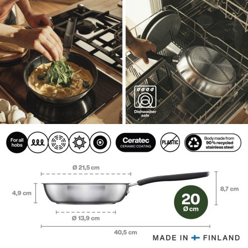 Fiskars Functional Form™ serpenyő, 20 cm, kerámia bevonattal