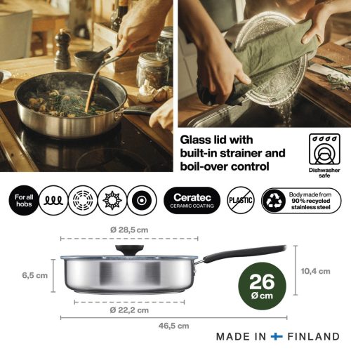 Fiskars Functional Form™ párolóserpenyő, 26 cm, kerámia bevonattal