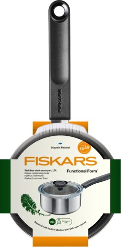 Fiskars Functional Form™ nyeles lábas fedővel, 1,5L, rozsdamentes acél