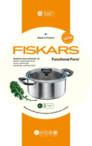 Fiskars Functional Form™ lábas, 3L, rozsdamentes acél