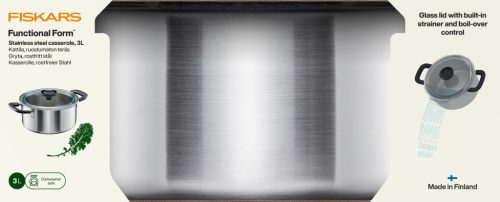Fiskars Functional Form™ lábas, 3L, rozsdamentes acél
