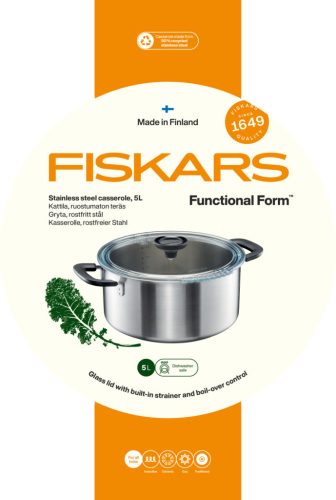 Fiskars Functional Form™ lábas, 5L, rozsdamentes acél