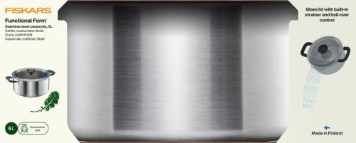 Fiskars Functional Form™ lábas, 5L, rozsdamentes acél