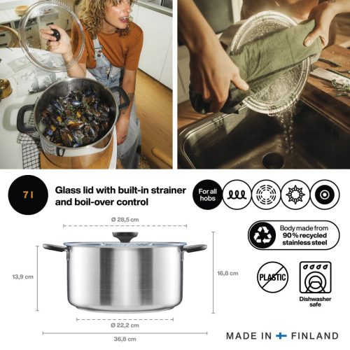 Fiskars Functional Form™ lábas, 7L, rozsdamentes acél