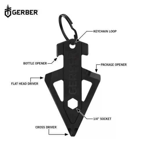 Gerber BROADHEAD kulcstartóra rögzíthető multifunkciós eszköz, fekete