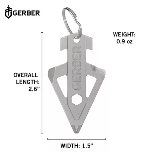 Gerber BROADHEAD kulcstartóra rögzíthető multifunkciós eszköz, ezüst, 25 év garanciával