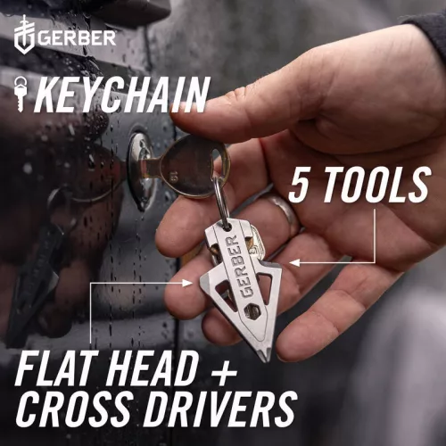 Gerber BROADHEAD kulcstartóra rögzíthető multifunkciós eszköz, ezüst, 25 év garanciával