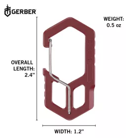   Gerber CARABINER, kulcstartóra rögzíthető, bordó, 25 év garanciával