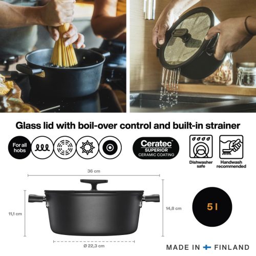 Fiskars Hard Face lábas, 5l