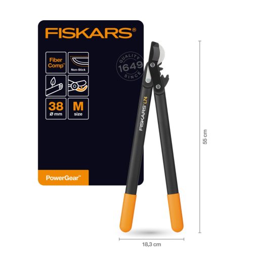 Fiskars PowerGear™ Ágvágó, közepes, horgos, L74 (1000582)
