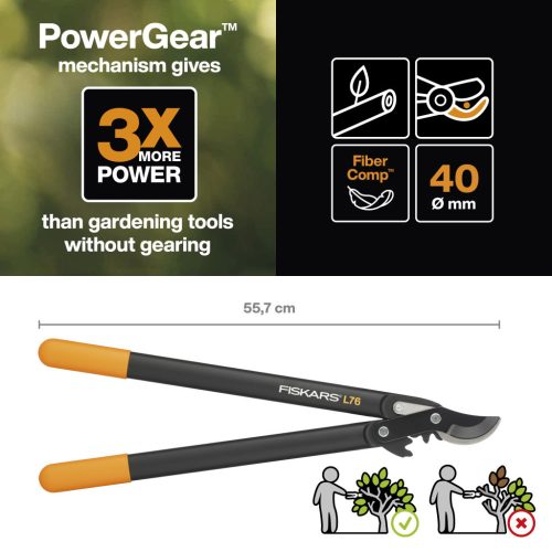 Fiskars PowerGear™ Ágvágó, közepes, hegyes, L76 (1001553)