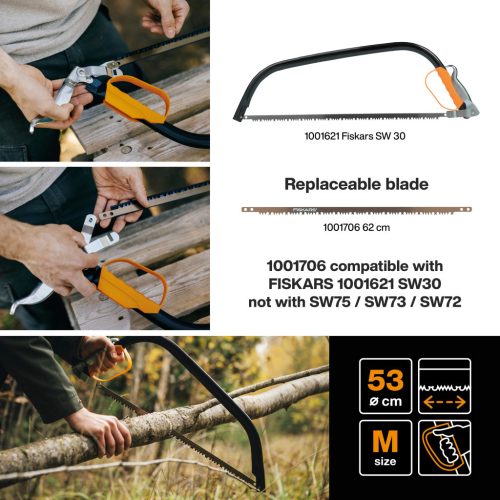 Fiskars 21''-os keretes fűrész (53 cm), SW30 (1001621)