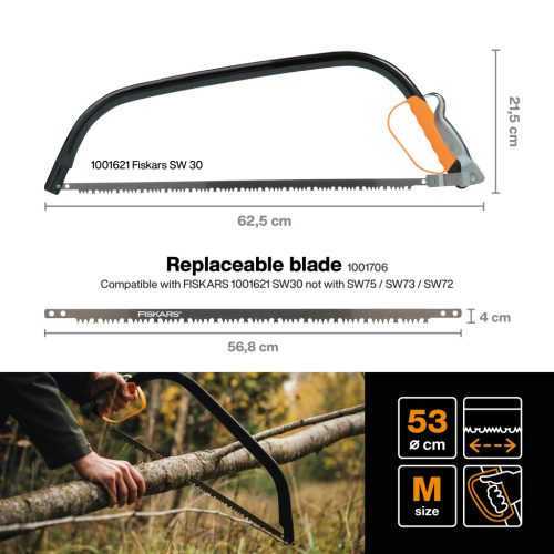 Fiskars 21''-os keretes fűrész (53 cm), SW30 (1001621)