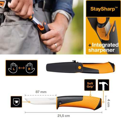 Fiskars Staysharp™ általános kés, tokba épített élezővel (1023618) 