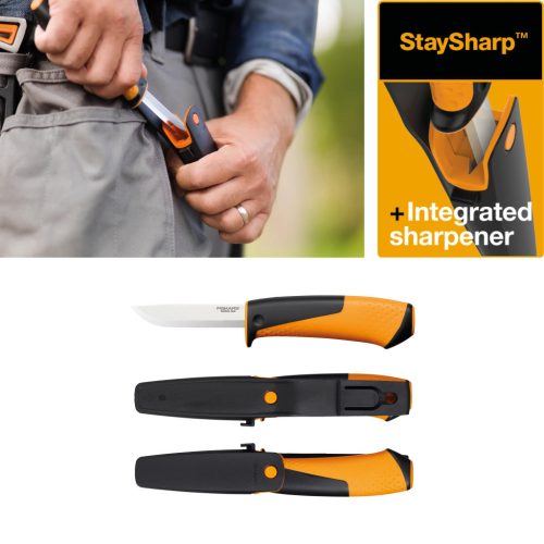 Fiskars Staysharp™ általános kés, tokba épített élezővel (1023618) 